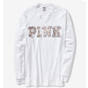 PINK BLING CAMPUS LONG SLEEVE RINGER TEE